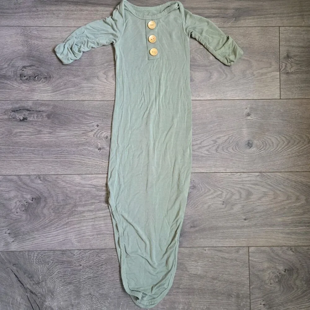 Baby Noah Bamboo Viscose Tied Knot Gown Sage Green Long Sleeve 0-3 Months NB